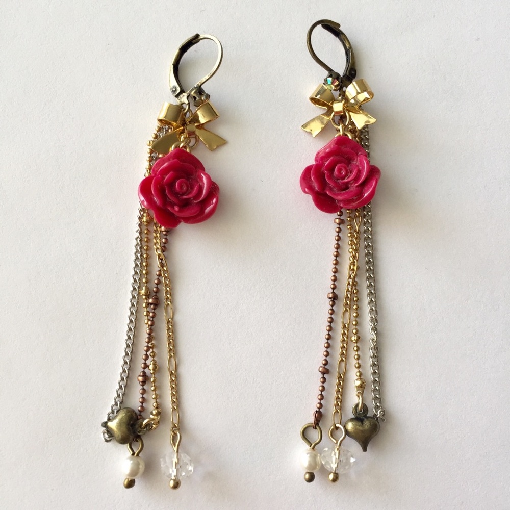 Betsy Johnson Rose and Bow Earrings